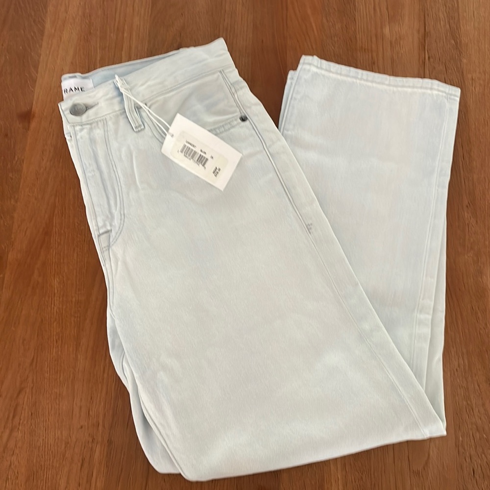 Frame Denim Le Hollywood Crop Jeans Sz 26 High Rise Straight Beach Out Rips Wash
